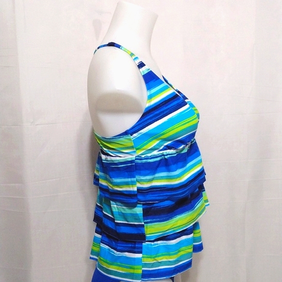 NWT Jantzen 2 Piece Set Swimwear Tiered Striped Tankini Top & Bikini Botom US 8 - Picture 7 of 17